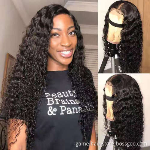 Wholesale 4X4 13X4 Deep Wave Lace Front Wig Cheap Vietnamese Curly Human Hair Pre Plucked Transparent Lace Human Hair Wig